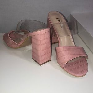 Pink chunky heel